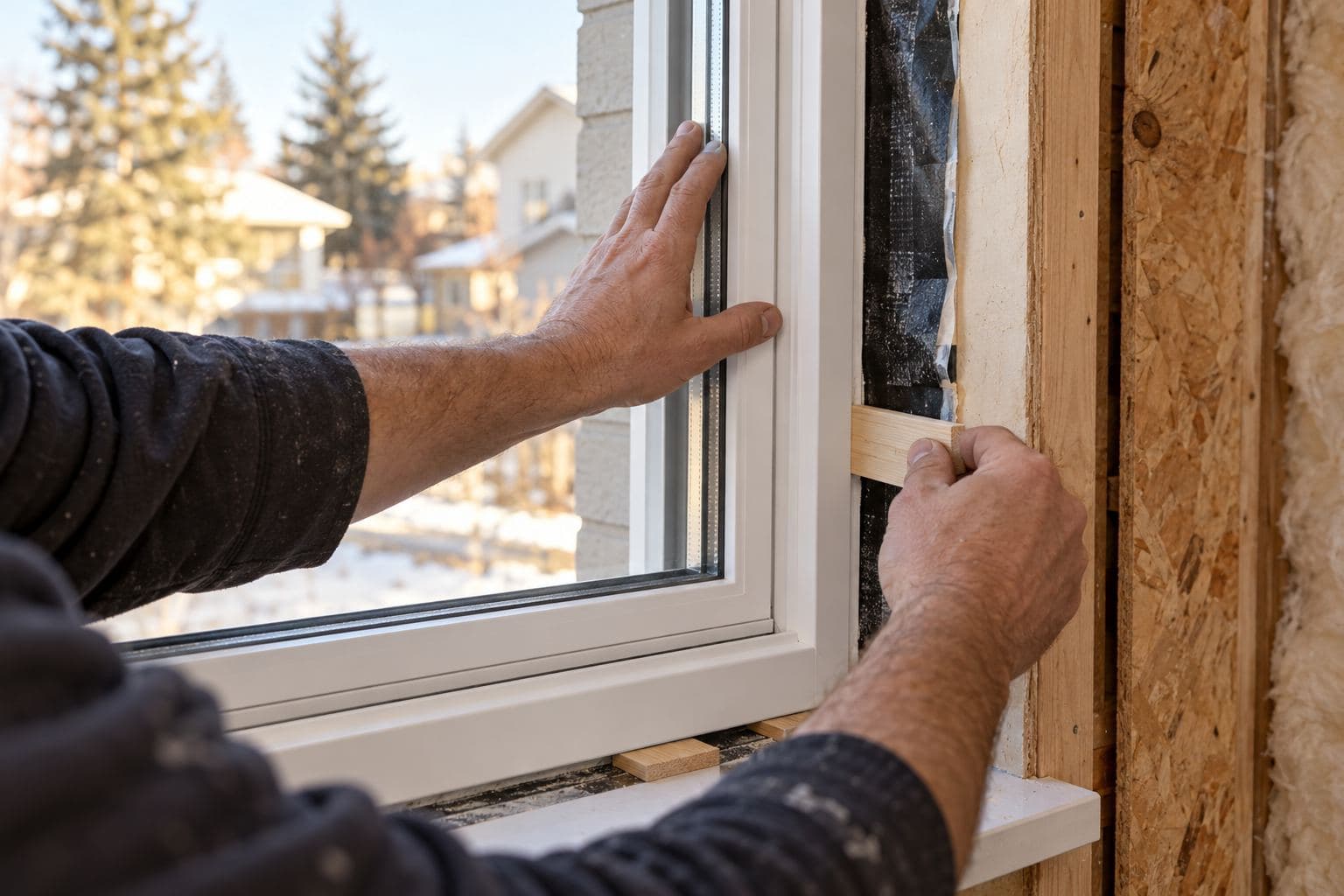 Illustrative view of a window positioned in its wall opening