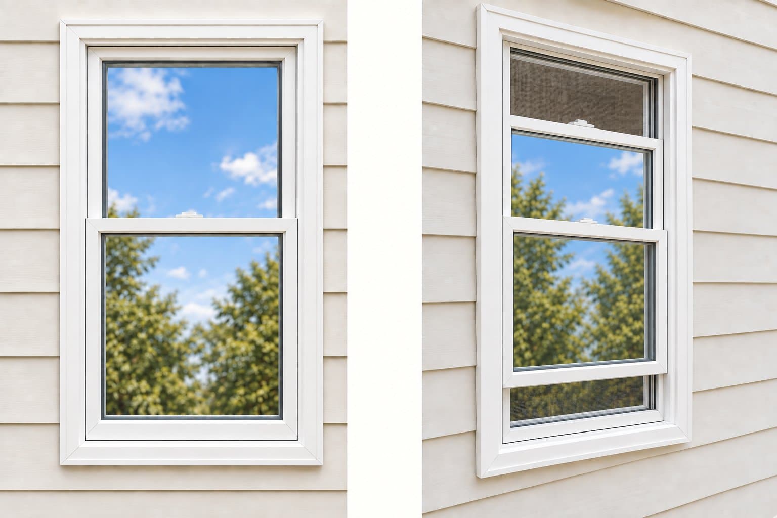 Illustration of single and double hung